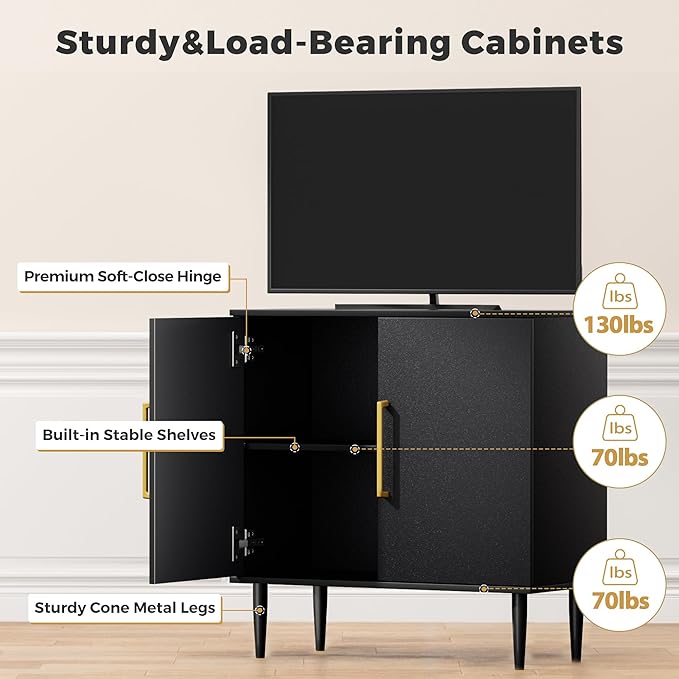 Vrullu Modern Storage Cabinet, Free Standing Buffet Cabinet, Wood Accent - Image 6