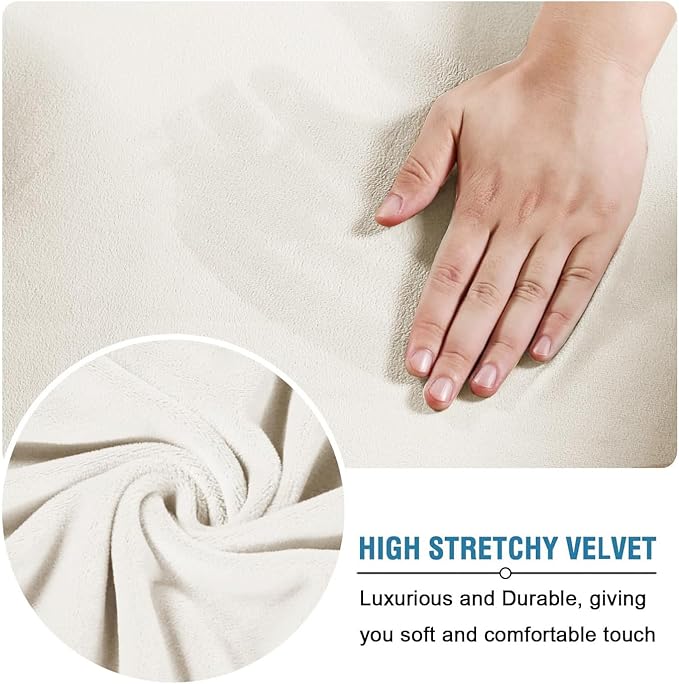 H.VERSAILTEX High Stretch Sofa Slipcover 4 Piece Cover Velvet Furniture - Image 4