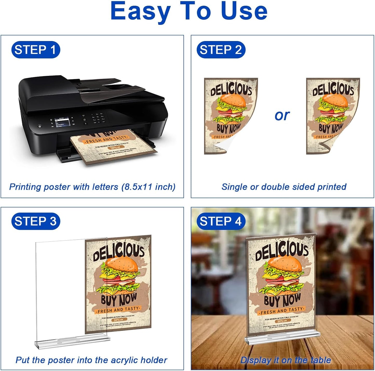 Acrylic Sign Holder,Clear Plastic Sign Holder8.5x11 inches Paper Card T Shape Double Sided Display Stand Picture Frame Desktop Table Menu Signs Office,Store, 10 Pack