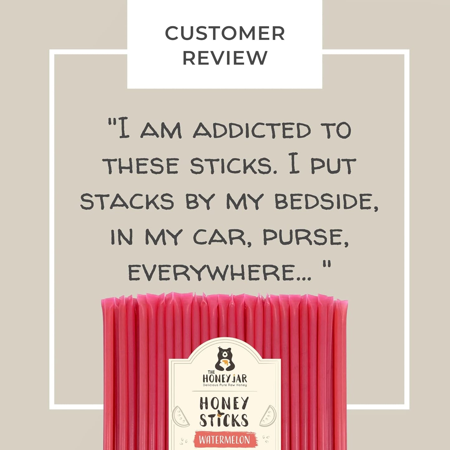 The Honey Jar Watermelon Flavored Honey Sticks - Pure Honey Straws For Tea, Coffee, or a Healthy Treat - One Teaspoon of Flavored Honey Per Stick - Made In The USA with Real Honey - (20 Count)