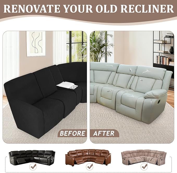 ALIECOM 100% Waterproof Recliner Sectional Couch Covers L Shape Stretch Corner - Image 7