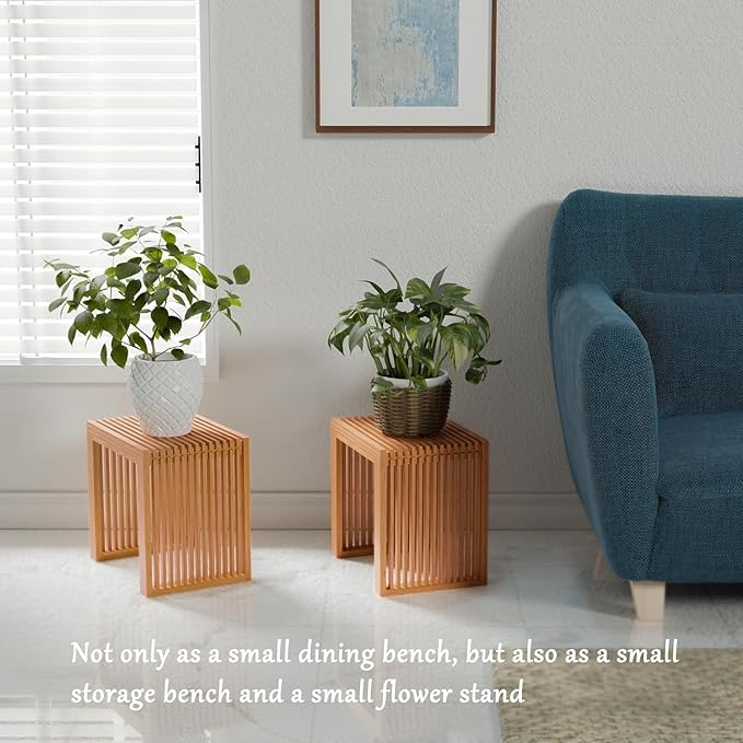 APRTAT Small Bamboo Dining Bench, 17inch Farmhouse Decor Indoor Kitchen Table - Image 4