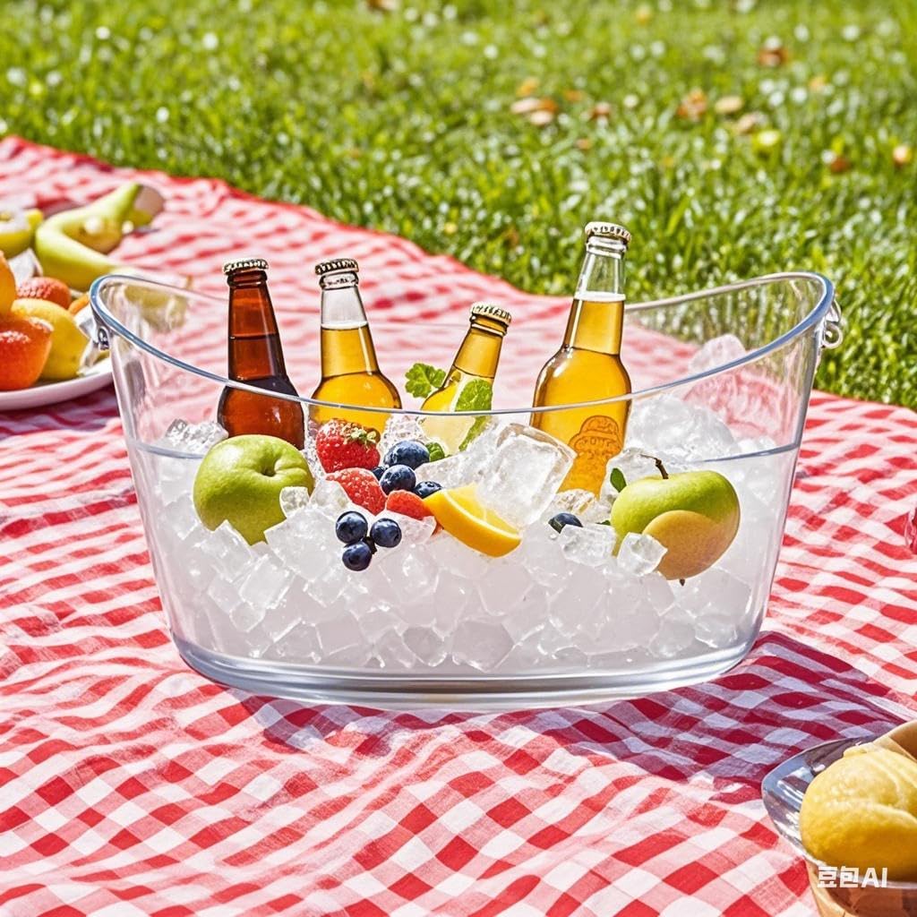 2pcs 5.5L Ice Bucket with 1pc Scoops and 1 Wine beer Bottle Opener,Large Clear Acrylic Ice Bucket for for Wine Champagne Mimosa Cocktail Bar Picnic Fruit Storage Basket (2PCS 5.5L)