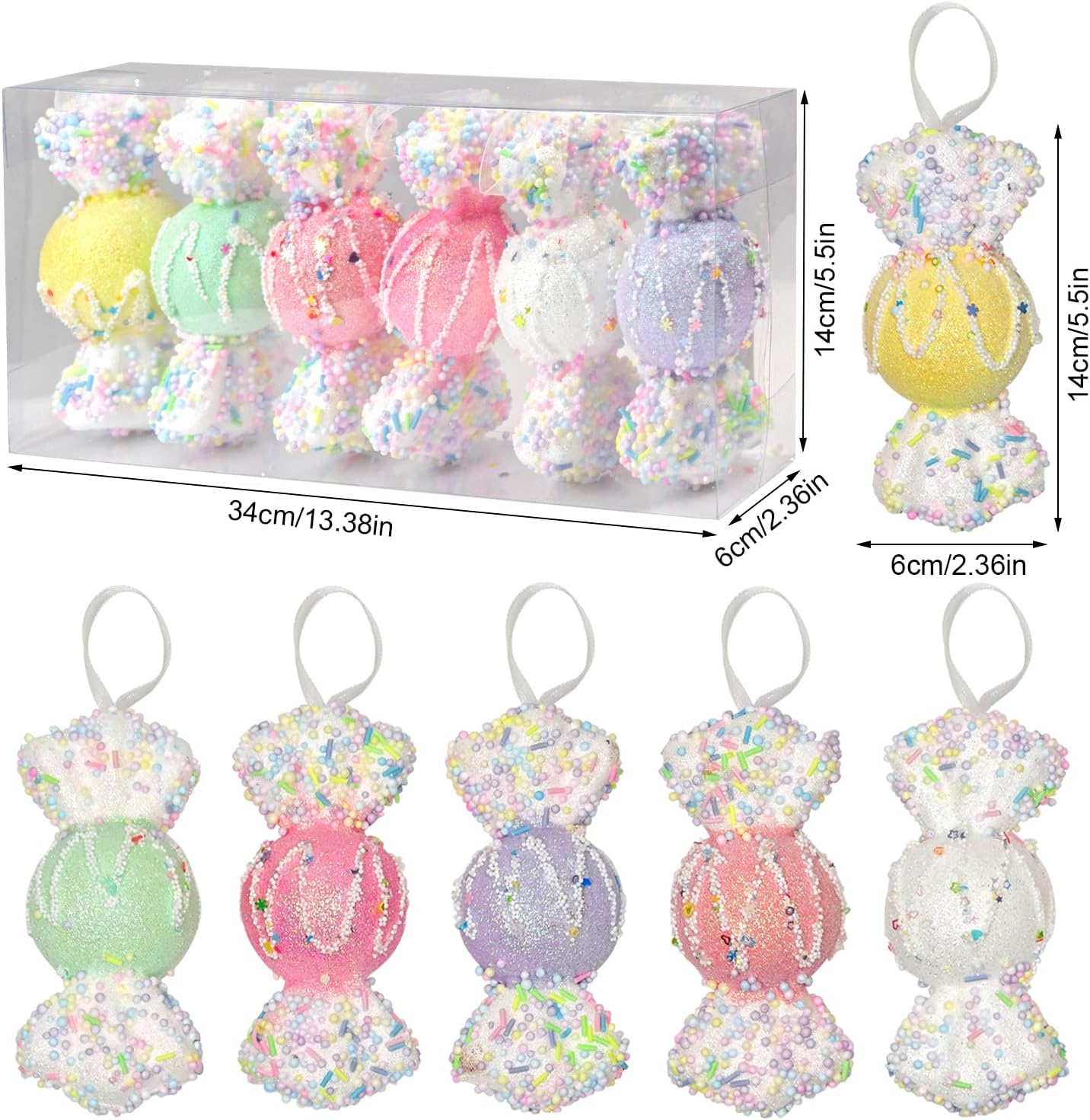 LANGXUN 6pcs Candy Land 2025 Xmas Birthday Party Wedding Suppiles Decoration, Hanging Candy Cane Christmas Tree Décor, Christmas Decorative Hanging Ornaments Crafts