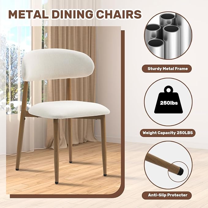 UVV Dining Chairs Set of 2, Metal Kitchen Chairs - Image 6