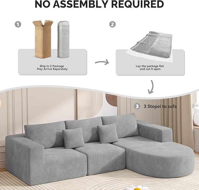 Boneless Couches for Living Room, Cloud Sectional Couch - Image 3