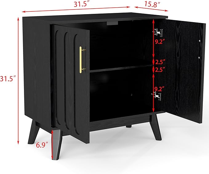 LKTART Black Sideboard Buffet, Small Storage Cabinet - Image 3