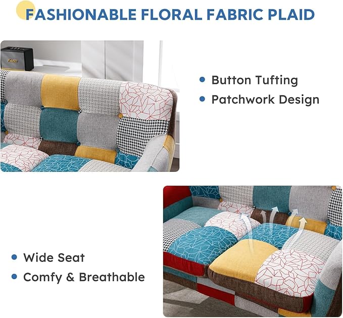 Bonzy Home Modern Boho Loveseat Couch Sofa Chair Set of 2 - Image 6