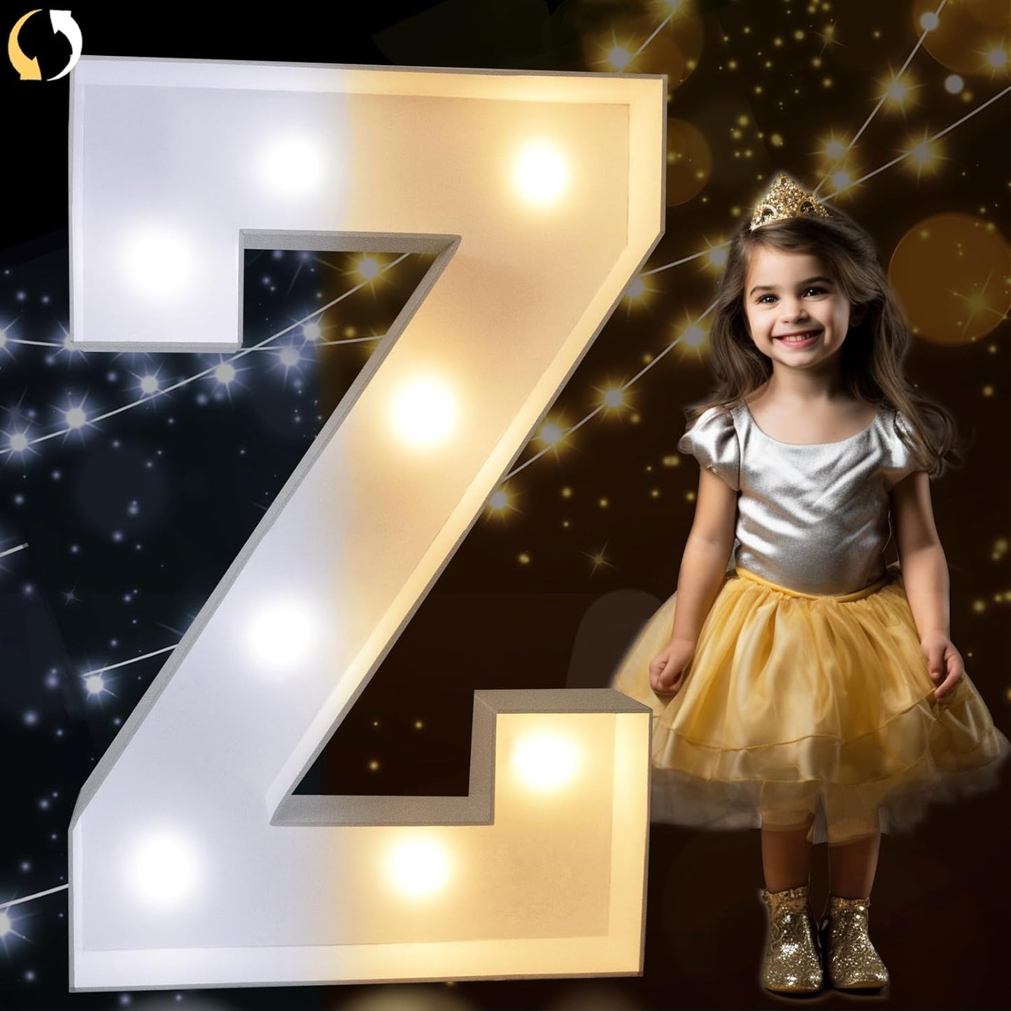 Pooqla 3FT Marquee Light Up Letters, Cool White and Warm White LED Big Mosaic Marquee Letters 3 Feet, Giant Letter Sign for Balloons Birthday Anniversary Wedding Party Decoration, Letter Z