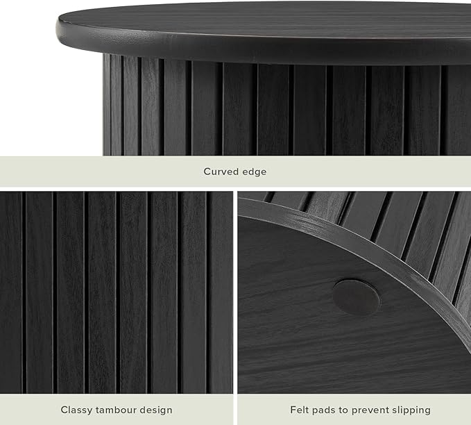 mopio Quin Pedestal Side Table, Tambour Round Fluted End Table, Small Accent - Image 3