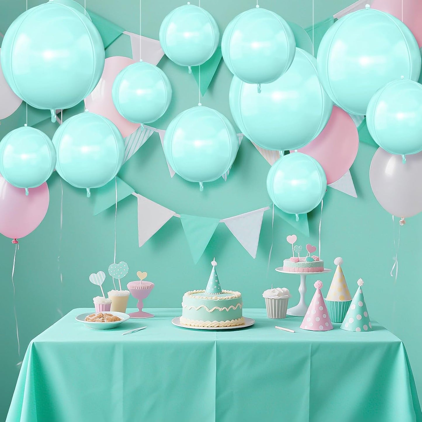 12Pcs Baby Blue Round Foil Balloons, 22" 15" 10" 4D Helium Ball Balloon, Metallic Pastel Teal Blue Foil Balloon for Birthday Wedding Baby Shower Blue Theme Prom Anniversary Party Decorations