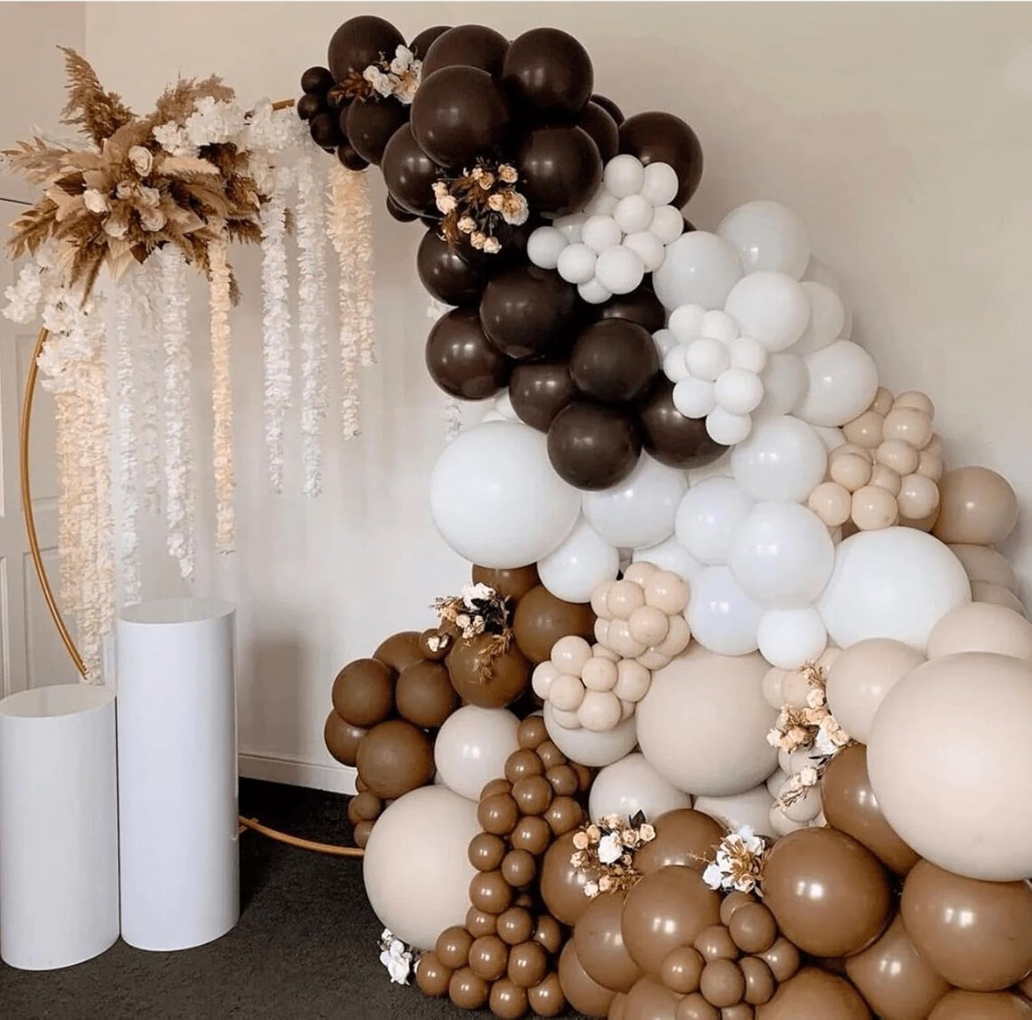 412pcs Brown Balloon Garland Arch Kit 18 12 10 5 Inch Different Sizes Matte Rretro Latex light brown Balloons for Baby Shower Birthday Wedding Graduation Anniversary Party Decoration