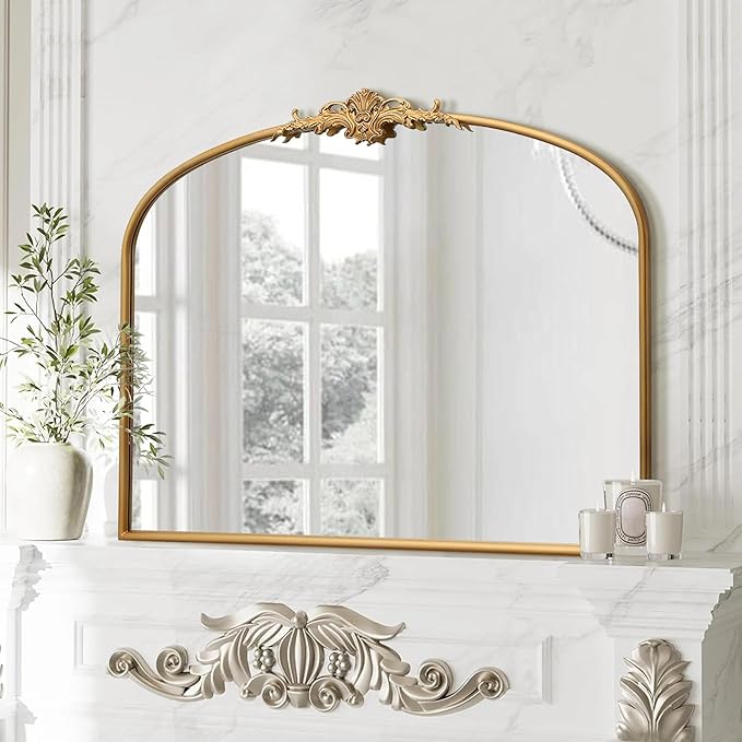 Besdomus Antique Arched Gold Mirror: 40"x29" French Large Decorative Gold - Image 5
