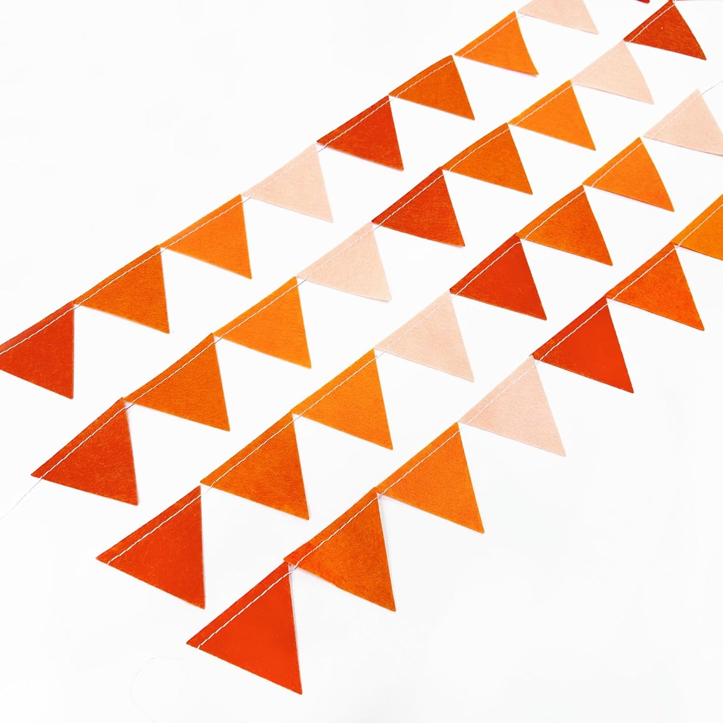 Orange Party Decorations - Ombre Felt Hanging Triangle Mini Bunting Pennant Banner Flag for Birthday Wedding Baby Shower Fall Autumn Thanksgiving Harvest Party Classroom Nursery Decor