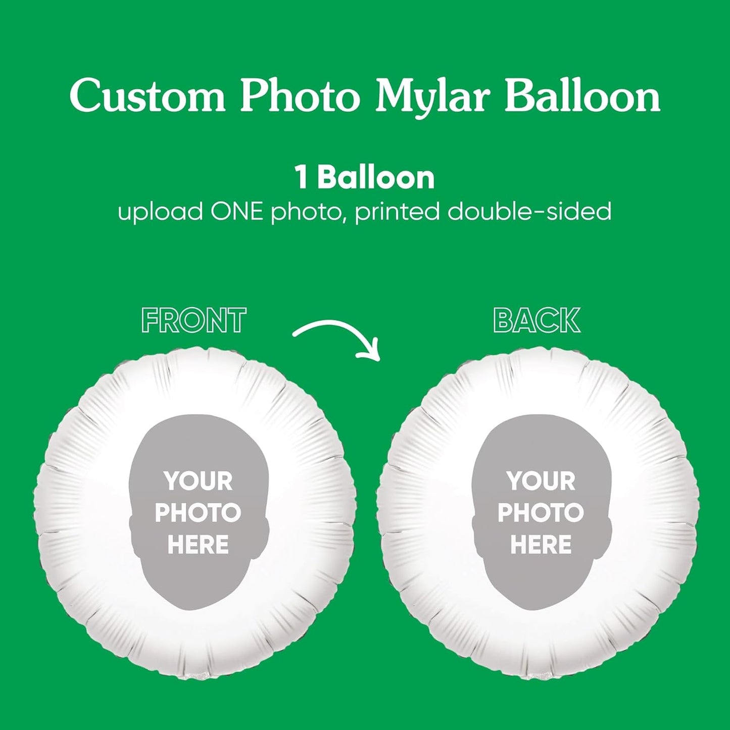 Big Dot of Happiness Personalized Fun Face Photo Balloons, Custom Birthday Balloons, Anniversary Party Decorations, Baby Shower, Bachelorette Party Decor, Circle Double-Sided Mylar Balloon, 1 Piece