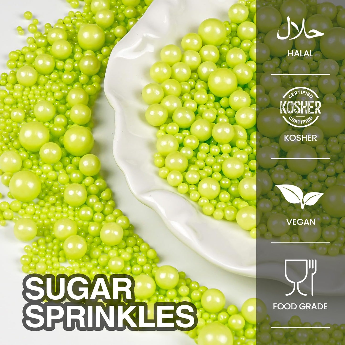 Christmas Green Pearl Sprinkles, Edible Candy Sugar Pearls, 150g/5.29oz, Mix Size, Cake Decorations & Cupcake Toppers, Wedding Party, Easter, Valentine's Day, Christmas Supplies