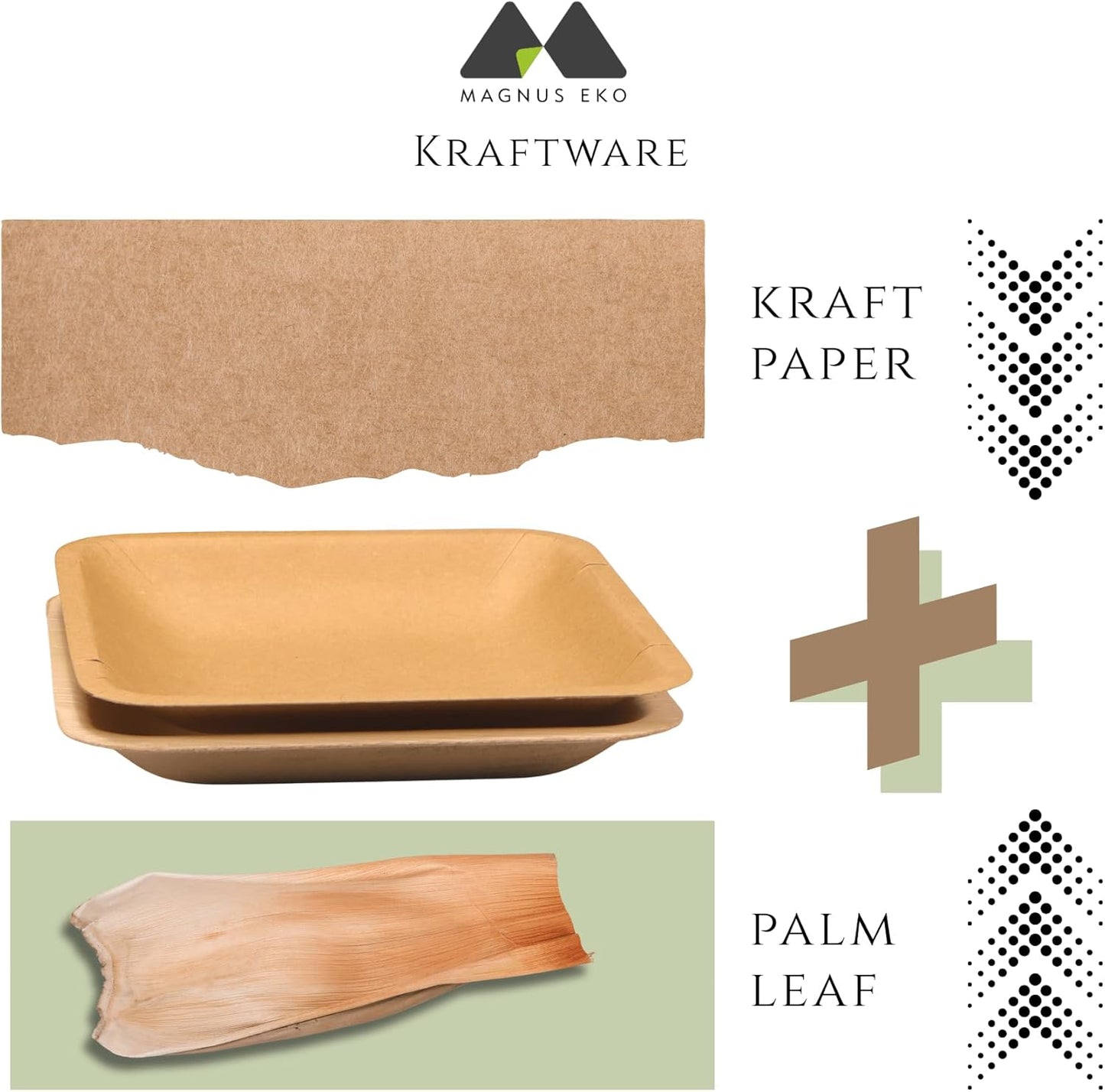 magnus EKO Kraftware | 6 Inch Square Plates 50 Pcs | Disposable Plates | Like Bamboo Plates For Appetizer & Desert | Eco Friendly, Compostable & Biodegradable plates for Catering, Weddings, Parties