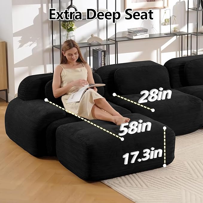 Boneless Sectional Couch, No Assembly Required, 117.3” Modular Cloud Sofa - Image 5