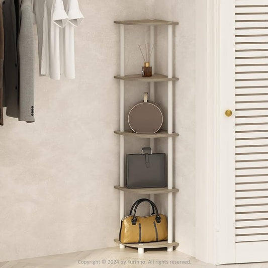Furinno Turn-N-Tube Storage Shelves, 5-Tier Book Shelf, Corner Shelf, Toolless by Furinno-FitsYourSpaceFitsYourBudget