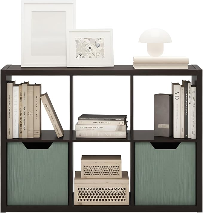 Furinno Cubicle Book Shelf, 6-Cube Bookshelf, Extra Thick Frame Horizontally & - Image 8