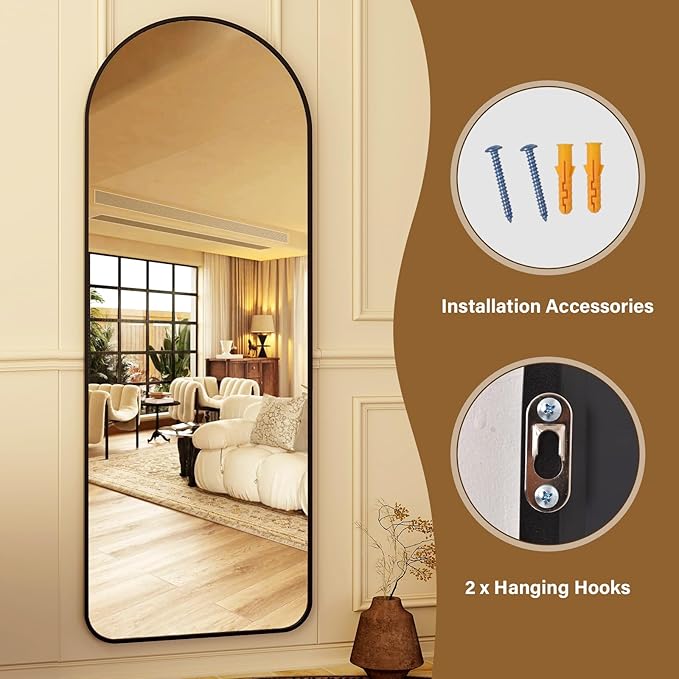 HARRITPURE 64"x21" Arched Full Length Mirror Floor Mirrors - Image 7