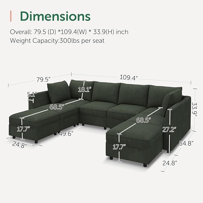 HONBAY Modular Sectional Sofa Couch - Image 2