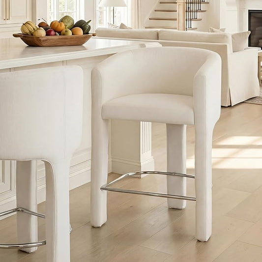 HNY Modern Counter Height Bar Stools, 26”H Barrel Counter Stools by HNY