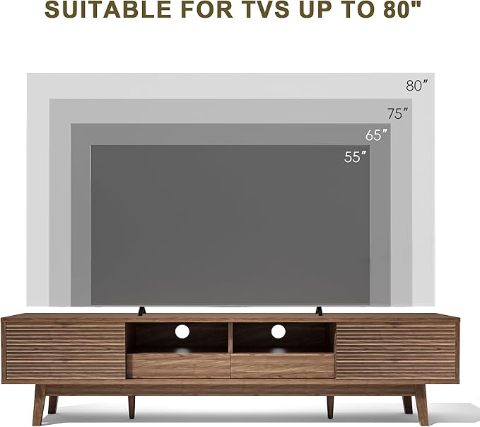 MU 70 Inch TV Stand for TVs up to 80 Inch, Mid Century Modern TV Console - Image 7