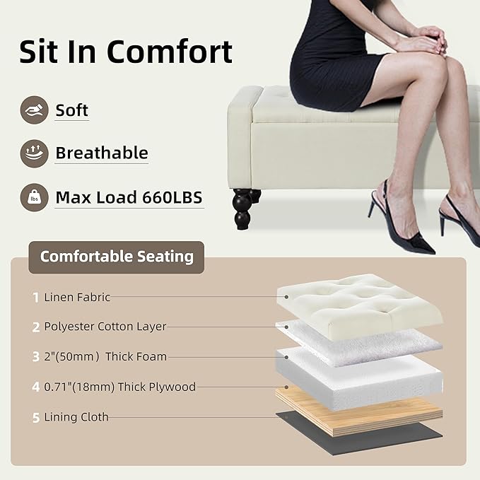 50" W Storage Ottoman Bench - Image 6