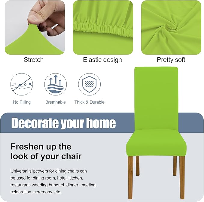 BIETYONE Stretch Dining Chair Covers Set of 6, Soft Removable Washable Kitchen - Image 3