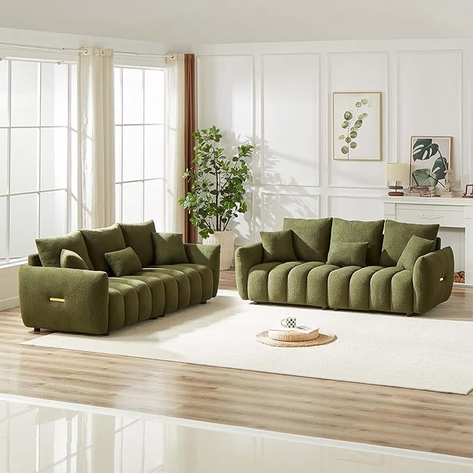 Antetek Teddy Sofa Set for Living Room, Modern Deep Seat Sofa Chair and - Image 8