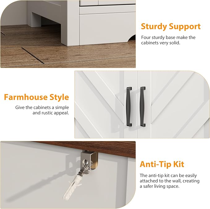 knoworld Buffet Sideboard with Storage Farmhouse with 4 Doors, Dining Room - Image 8