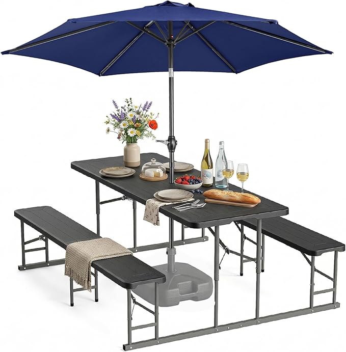 VINGLI Folding Picnic Table and Bench Set by VINGLI