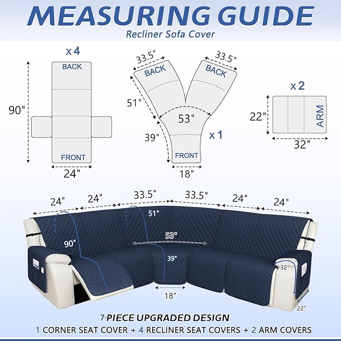 Arfntevss Recliner Sectional Couch Covers 1OO% Waterproof L Shape Sofa Cover - Image 2