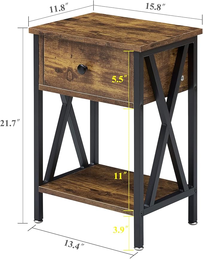 VECELO Nightstands Set of 2, Modern Bedside End Tables, Night Stands - Image 3