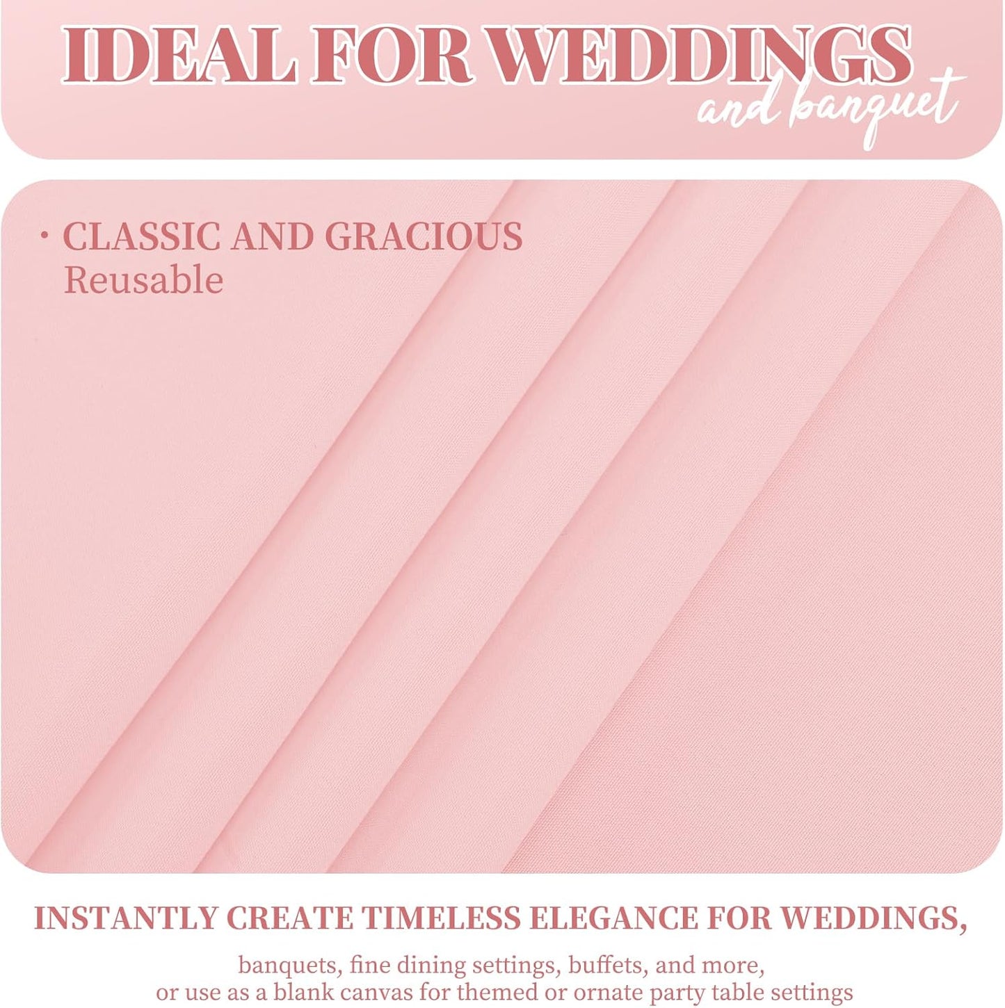 12 Pack Polyester Tablecloth 60 x 126 Inch Pink Tablecloth for 8 Ft Rectangle Tables,Stain and Wrinkle Resistant Washable Fabric Table Covers Polyester Table Clothes for Wedding Parties Banque