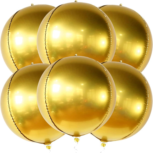 KatchOn, Big Gold Foil Balloon - 22 Inch, Pack of 6 | Gold Mylar Balloons for Golden Party Decorations | Metallic Balloon for Disco, Retirement, Anniversary, Bridal Shower, Birthday Decorations