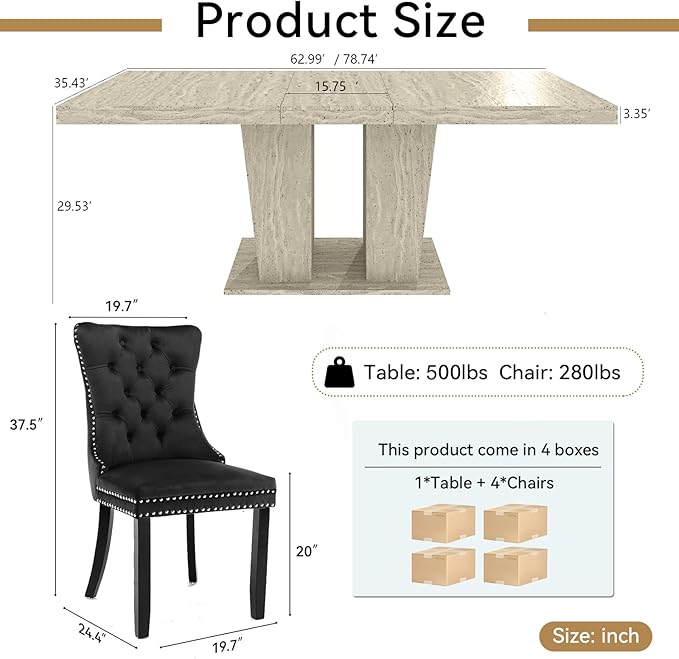 Henf 5 Pieces Extendable Dining Table Set - Image 3