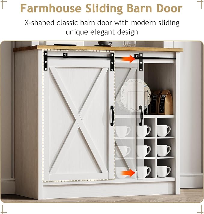 4ever2buy 72" Farmhouse Coffee Bar Cabinet - Image 4