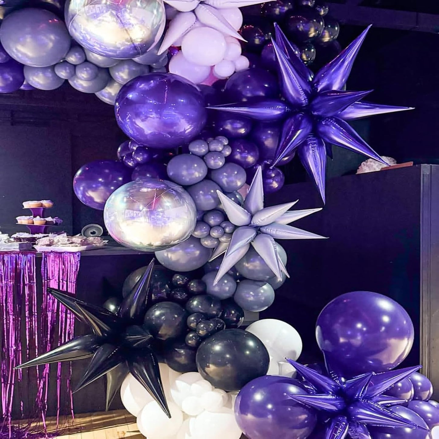 Purple Star Balloons 12pcs, 27/22 Inch Foil Star Explosion Balloons, Large Spike Mylar Cone Balloon, Fireworks Shape Balloon Party Decor for Wedding Graduation Birthday Halloween