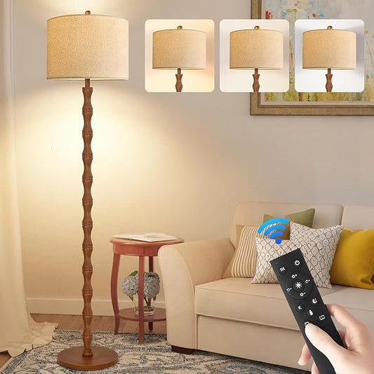 QIYIZM Wood Floor Lamp for Living Room, Vintage Standing Lamp by QIYIZM