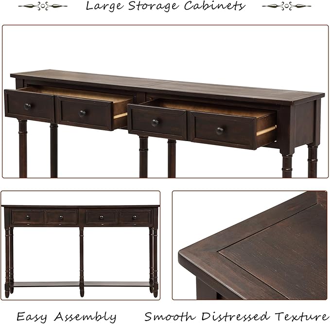 Merax Retro Console Table Sofa Table - Image 3