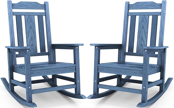 SERWALL Oversized Outdoor Rocking Chair Set of 2, All Weather Patio Rocking by SERWALL