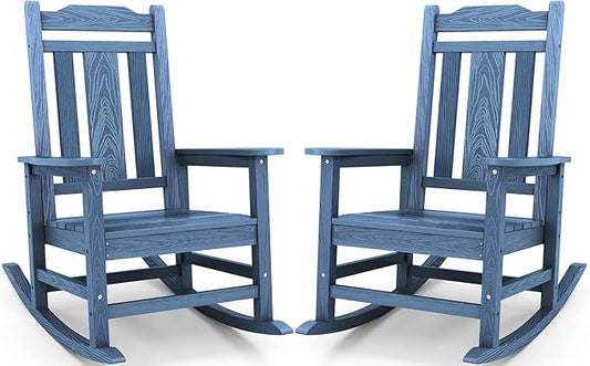 SERWALL Oversized Outdoor Rocking Chair Set of 2, All Weather Patio Rocking by SERWALL