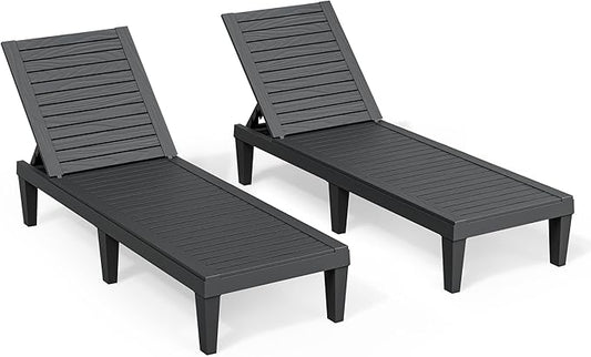 Outdoor Chaise Lounge Chairs Set of 2, 5-Position Adjustable Tanning Lounge by NBYSGO