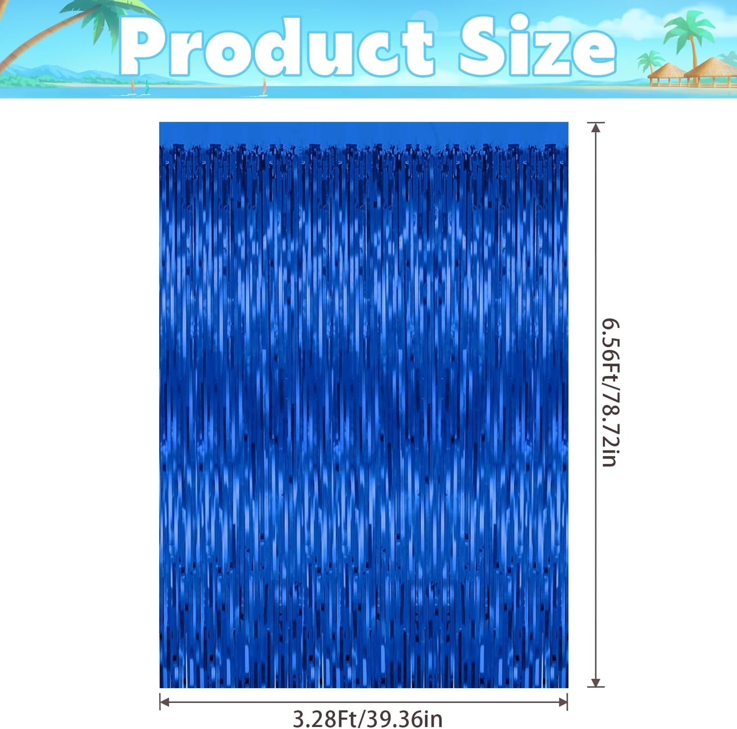 3 Pack Blue Backdrop Curtain Tinsel Streamers Ocean Themed Decor Birthday Party Decorations Foil Fringe Backdrop Graduation Baby Shower Bachelorette Winter Party Decorations Supplies