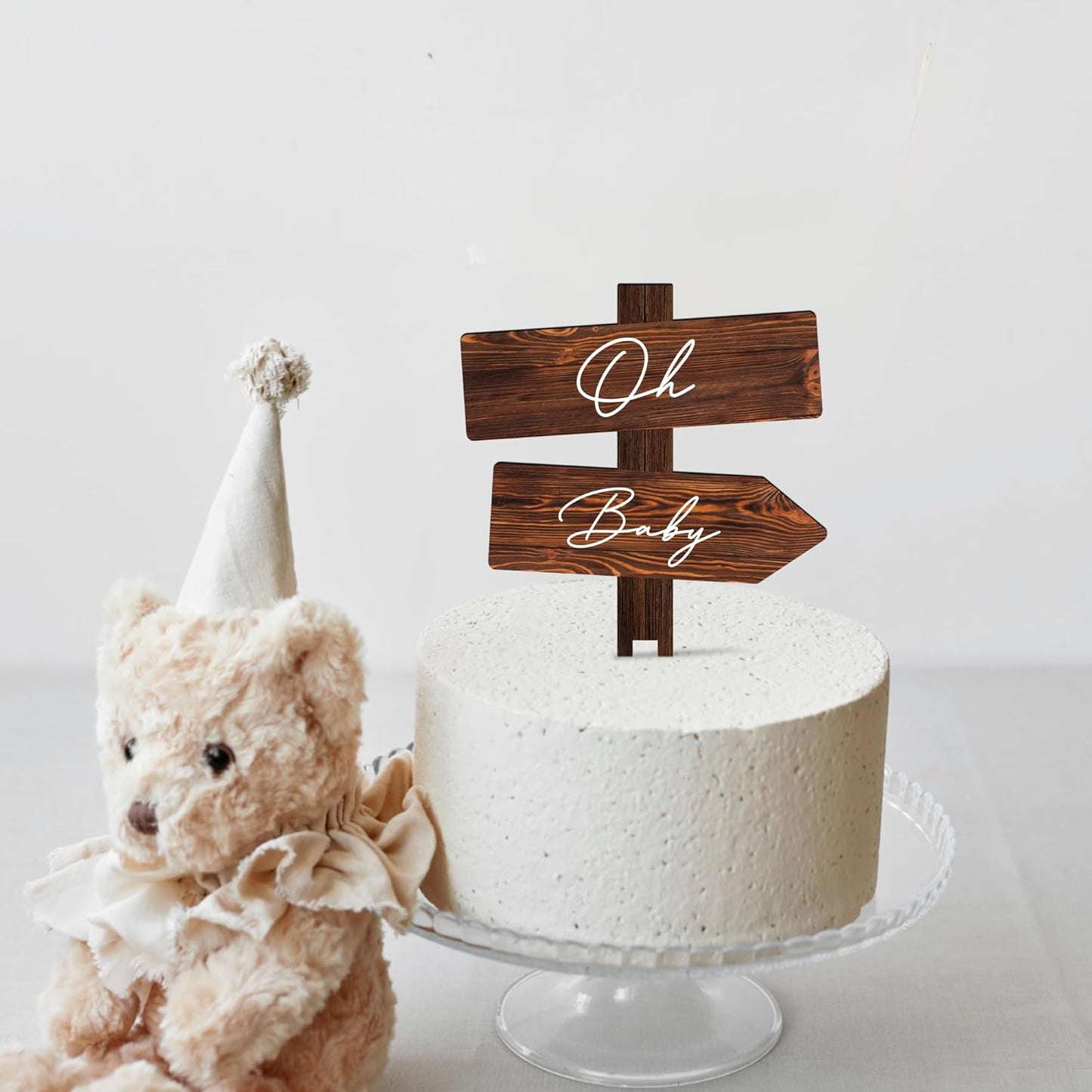 Rustic Oh Baby Cake Topper in Wood Baby Shower Party Cake Decoration for Baby Boy Baby Girl
