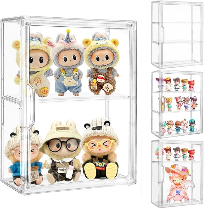 Attelite Acrylic Display Cases for Collectibles, 4 Pack 3 Layer Clear Display by Attelite