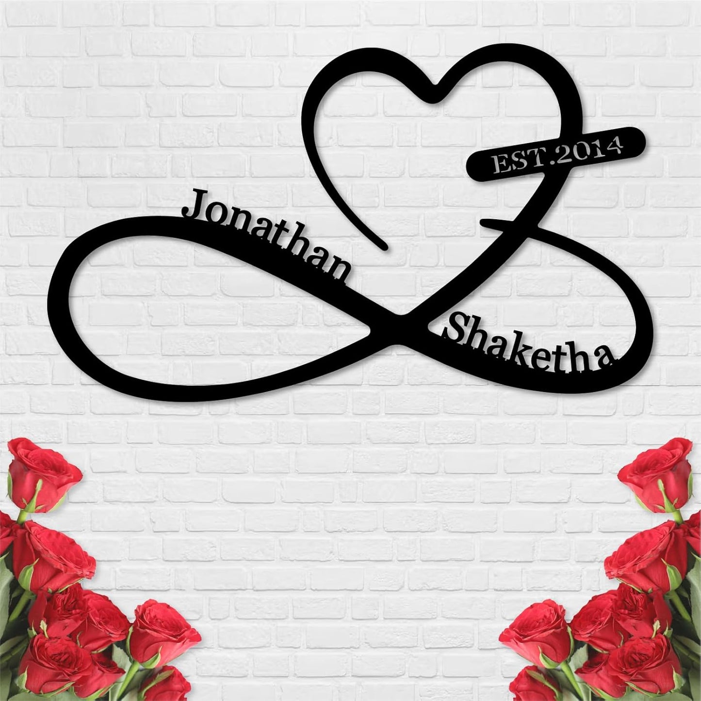 Infinity Heart Metal Wall Decor, Unique Infinity Heart Wall Decor Love Sign Plaque Steel Art Geometric Wall Decor Set Cut Out for Outside