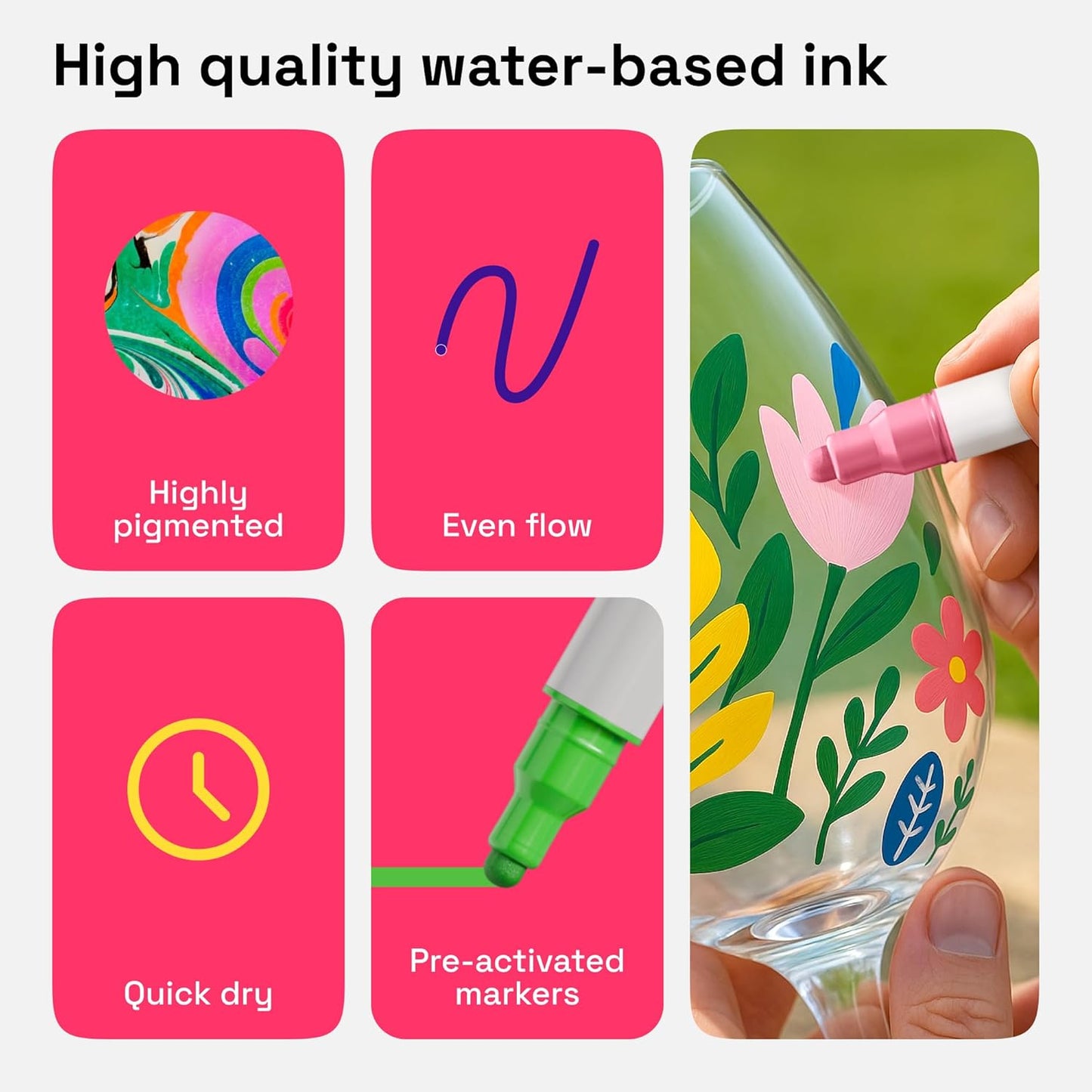 ARTISTRO Vibrant Acrylic Paint Markers for Glass, Rock, Fabric, Wood, Paper, Ceramic, Canvas & More - 12 Dual-Tip Paint Pens (Dot & Fine)